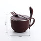 8130 Noodles  Soup Bowl With Spoon And Fork Handle Spoon Holder Stainless Steel Bowl And Spoon Set Stainless Steel Storage