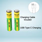 Aaa Rechargeable 800 Mwh Batteries With Recharging Cable (2 Pc Set)