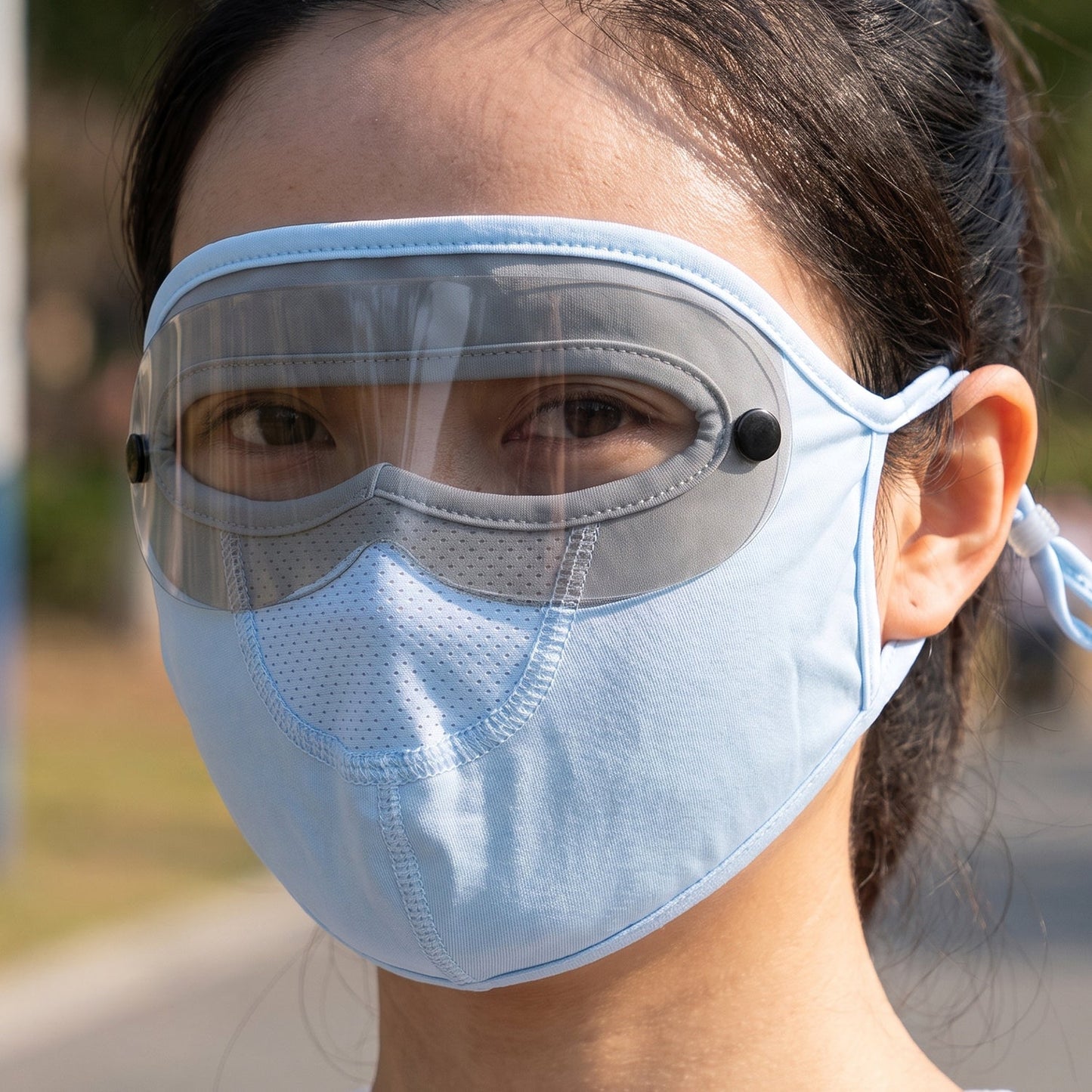 Reusable Soft Cloth Face Mask With Transparent Eye Shield For Outdoor Use (1 Pc)
