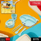 Baby Feeding Set For Kids And Toddlerschildren Children Dinnerware Set - Bamboo Fibre Feeding Set For Kids Cartoon Design Plate Cup Spoon Fork And Chopsticks Tableware Cutlery For Kids Microwave  Dishwasher Safe (7 Pcs Set)