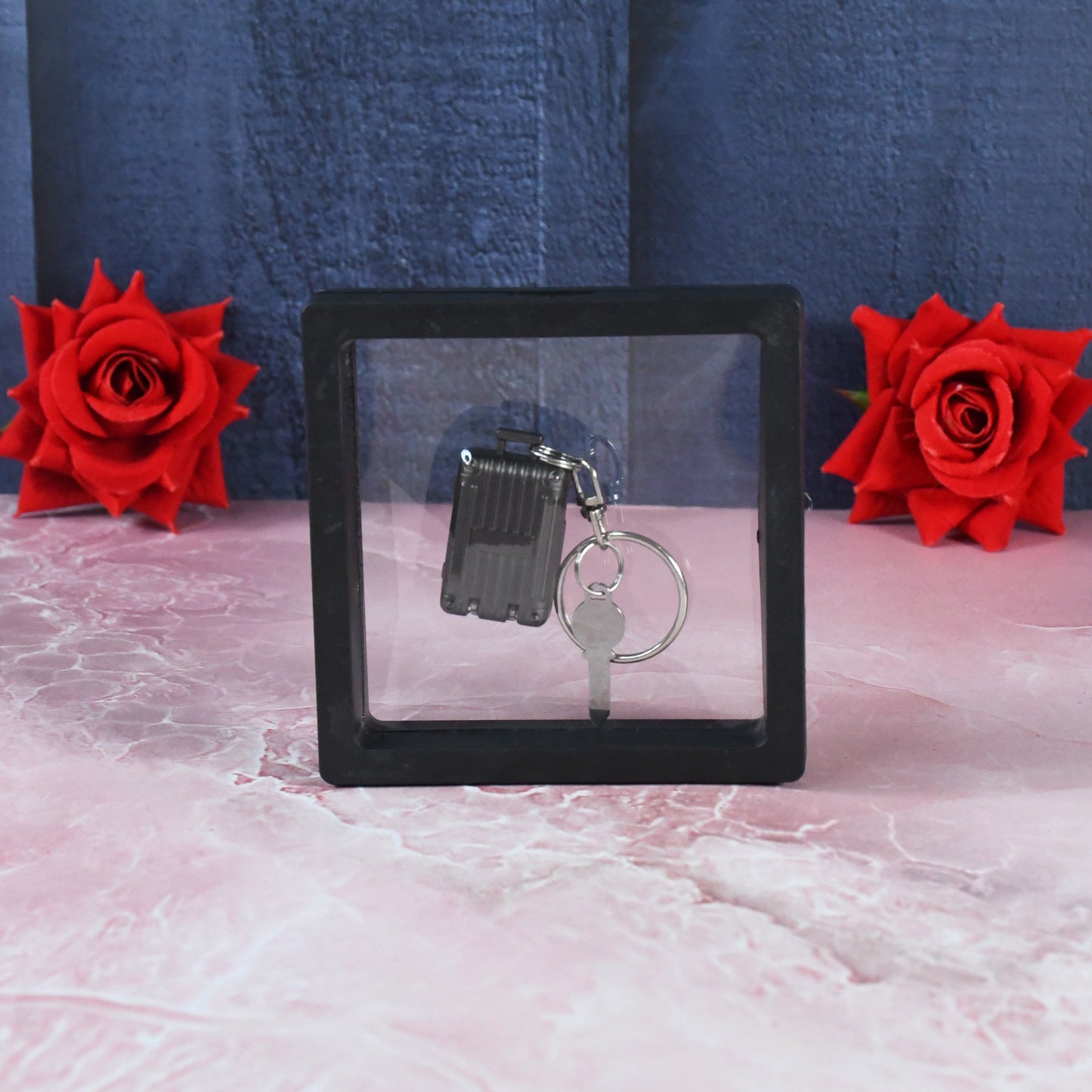 Suitcase Shape Nail Clipper Keychain With Key  3d Floating Frame Display Case (1 Set)