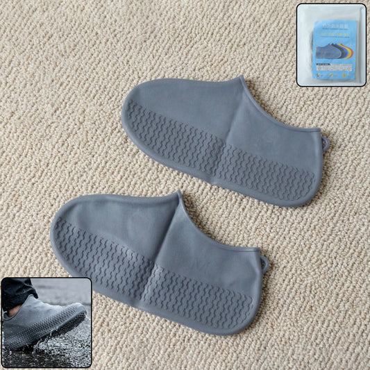 Waterproof Silicone Shoe Cover Grey Color (1 Pair Medium Size)
