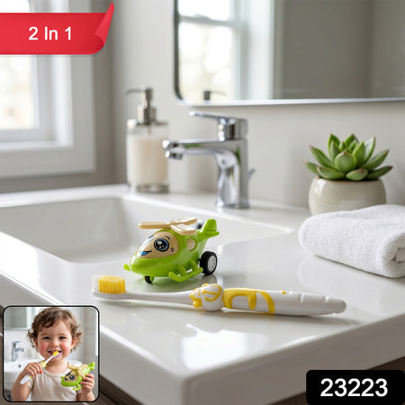 2 In 1 Kids Toothbrush With Fun Helicopter Toy (2 Pc Set)