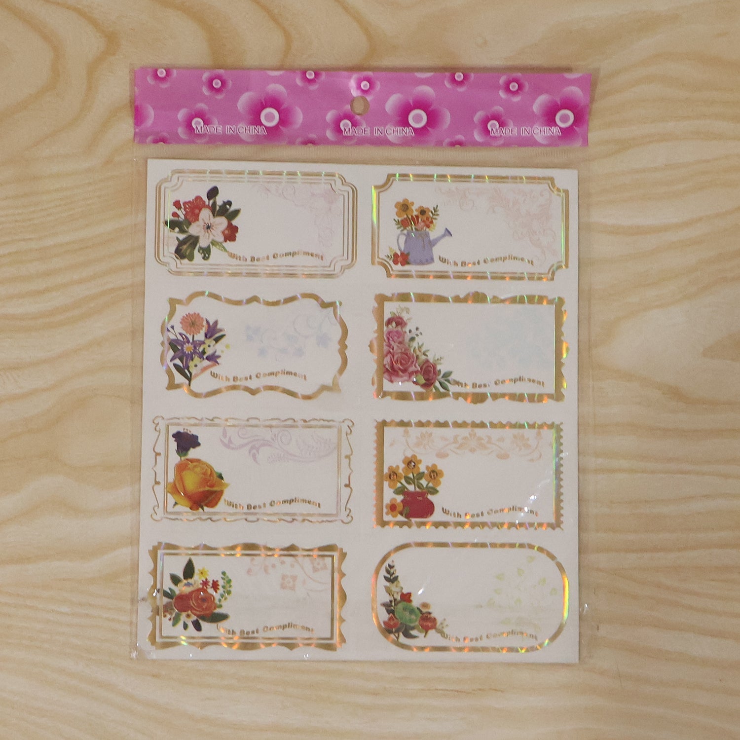 Gift Tag Stickers With Best Compliments Floral Foil Labels For Gifting (40 Pc)