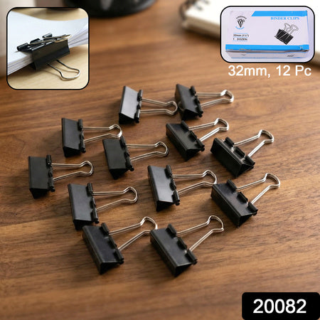 Medium Size Heavy-duty Black Binder Clips Set (32 Mm 12 Pc)