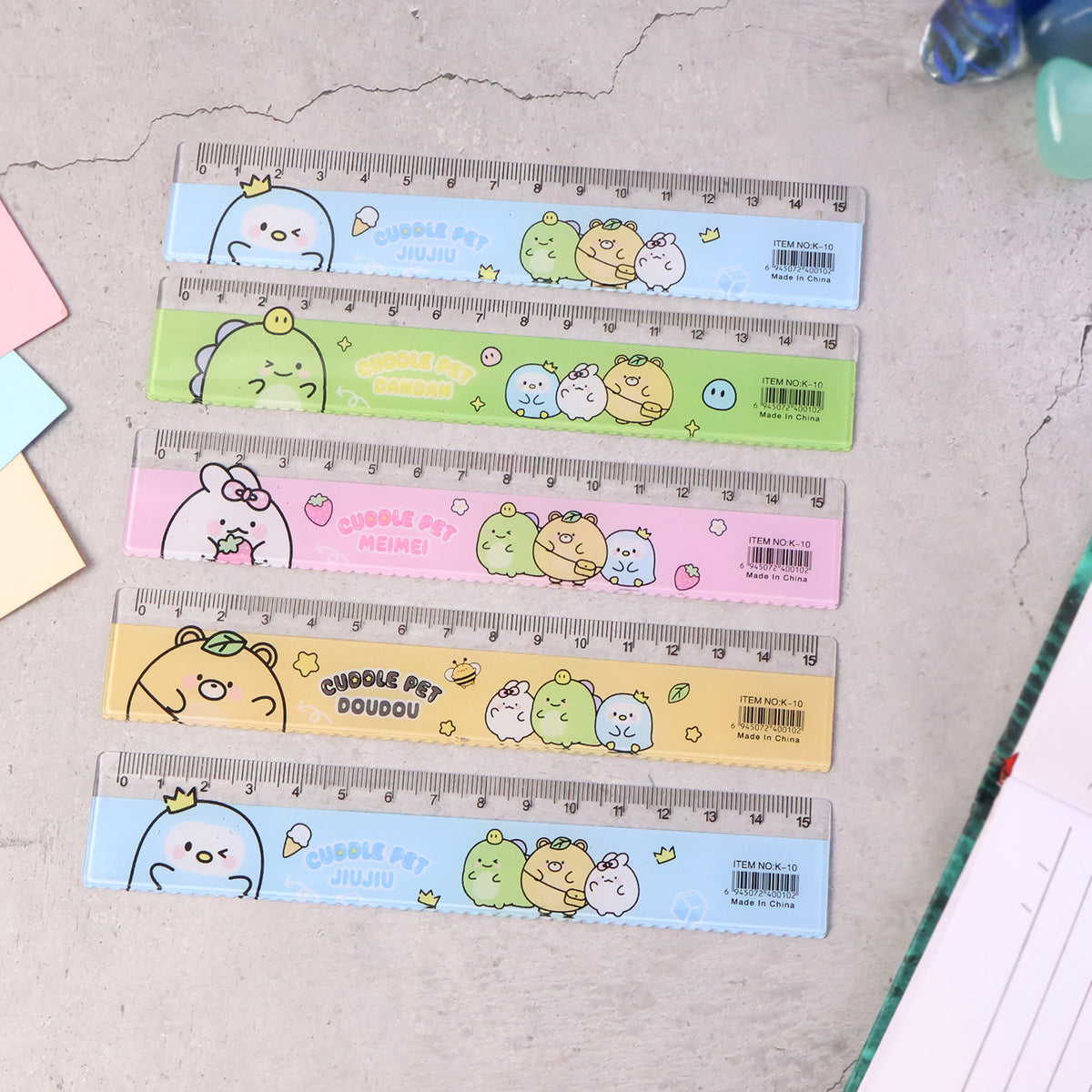 Premium Cute Cartoon Plastic Ruler Set For Kids (5 Pc)
