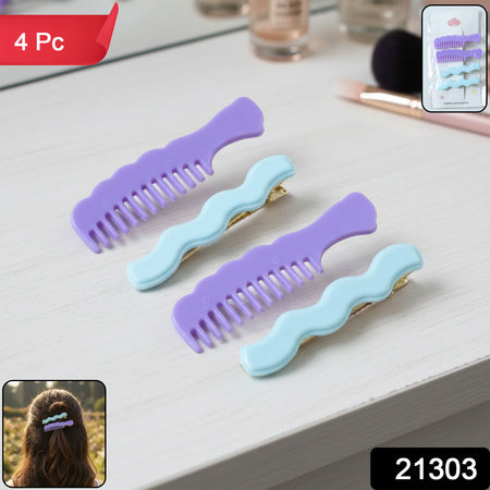 Comb-shaped Hair Clips Set For Girls  Women  Stylish Hair Pins (4 Pc )