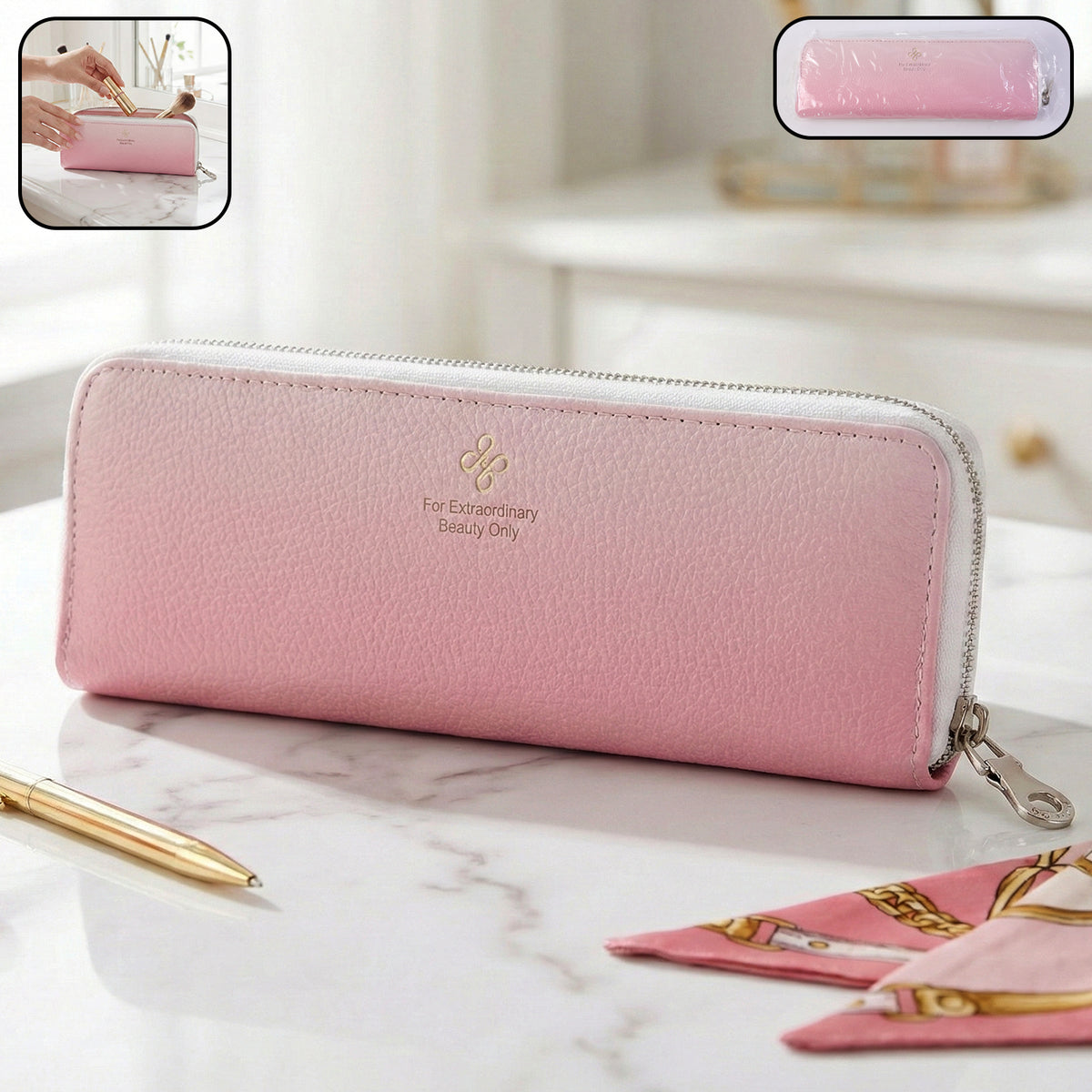 Premium Makeup Brush Storage Pouch With Zip Closure (1 Pc)