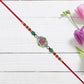 Om Rakhi With Decorative Beads And Stone Work