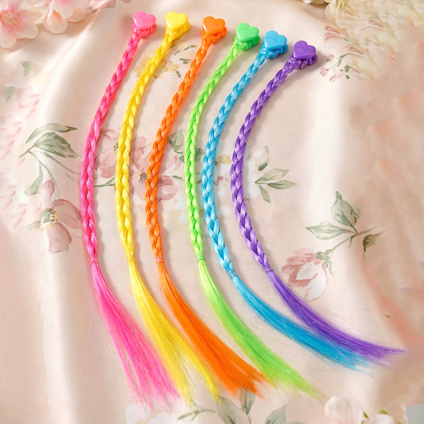 Colourful Braided Hair Extension Streaks For Girls  Kids (6 Pc)