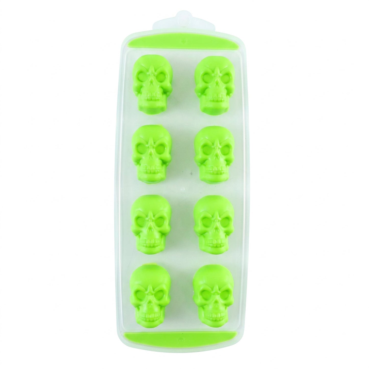 Plastic 8 Grid Ice Cube Tray With Lid Skull Shape Freezer Ice Mold (1 Pc)