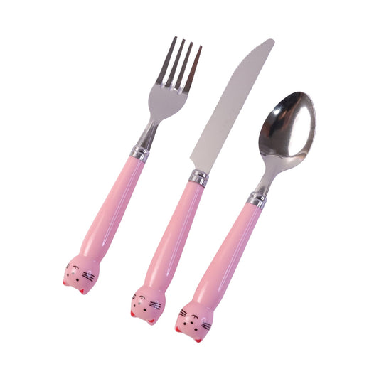 Kids Stainless Steel Cutlery Set 3 In 1 Fork Knife Spoon With Case (3 Pc Set)
