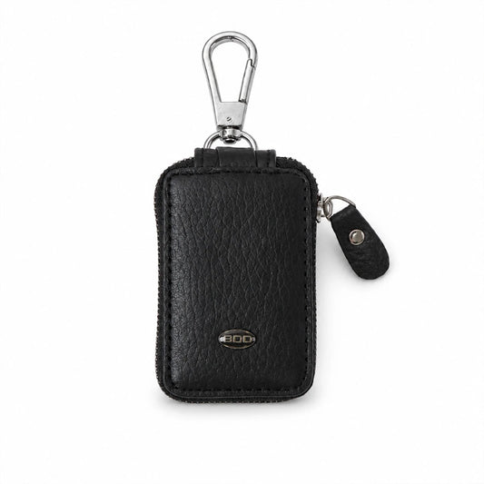 Leather Car Key Case Holder Pouch For Smart Remote With Zip And Clip (1 Pc)
