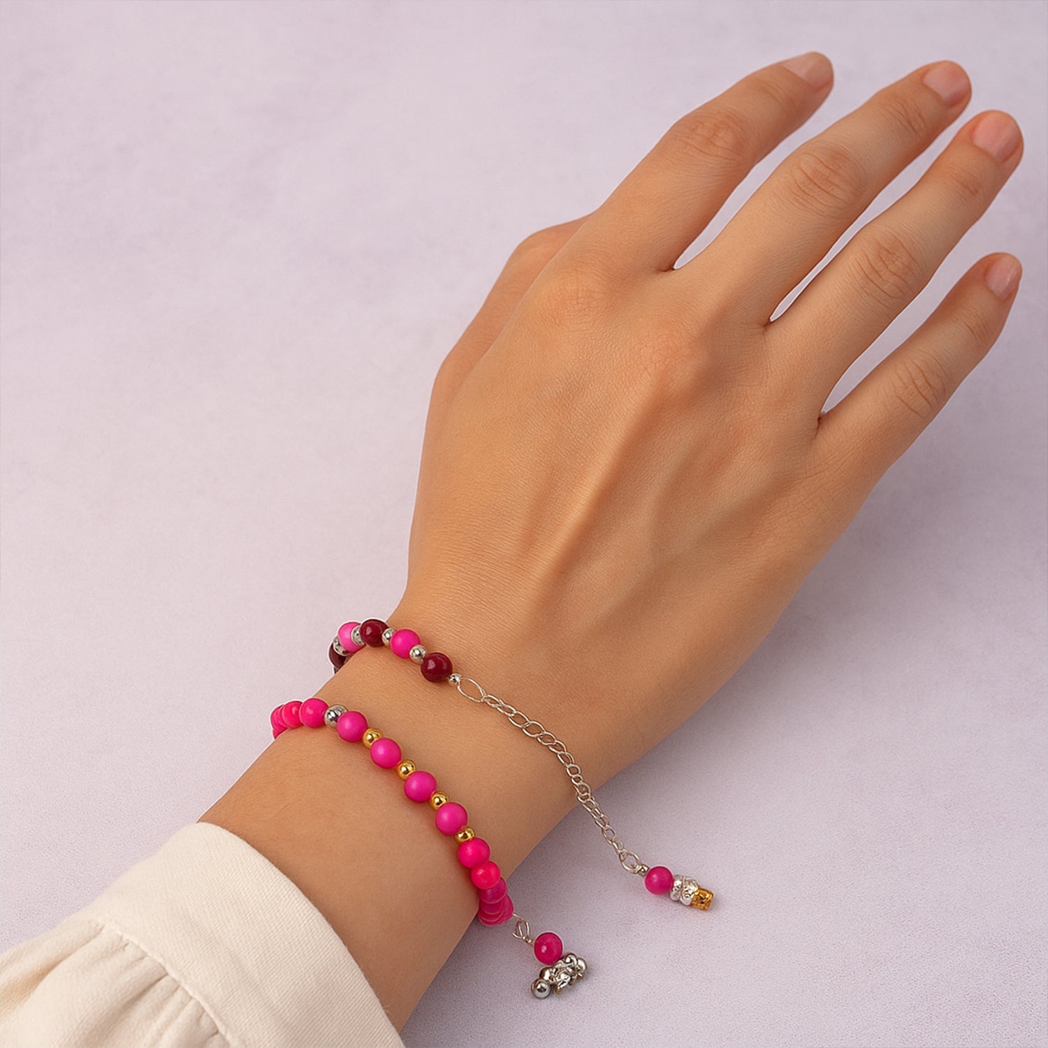 Traditional And Trendy Beaded Bracelet With Adjustable Chain (1 Pc)