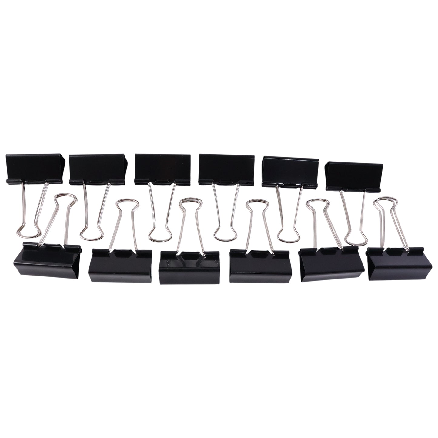 Black Metal Binder Clips (15 Mm 12 Pieces Set)