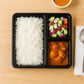 Plastic Multi-compartment Meal Serving Tray  3-section Rectangular Dining Plate (1 Pc  Black)