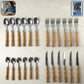 Stainless Steel Cutlery Set With Wooden Finish Handle (24 Pc Set)