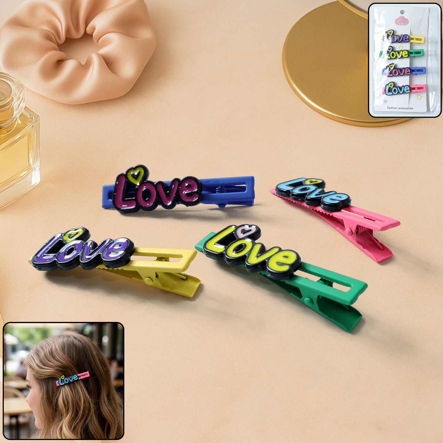 Decorative Hair Clip Set (4 Pc)