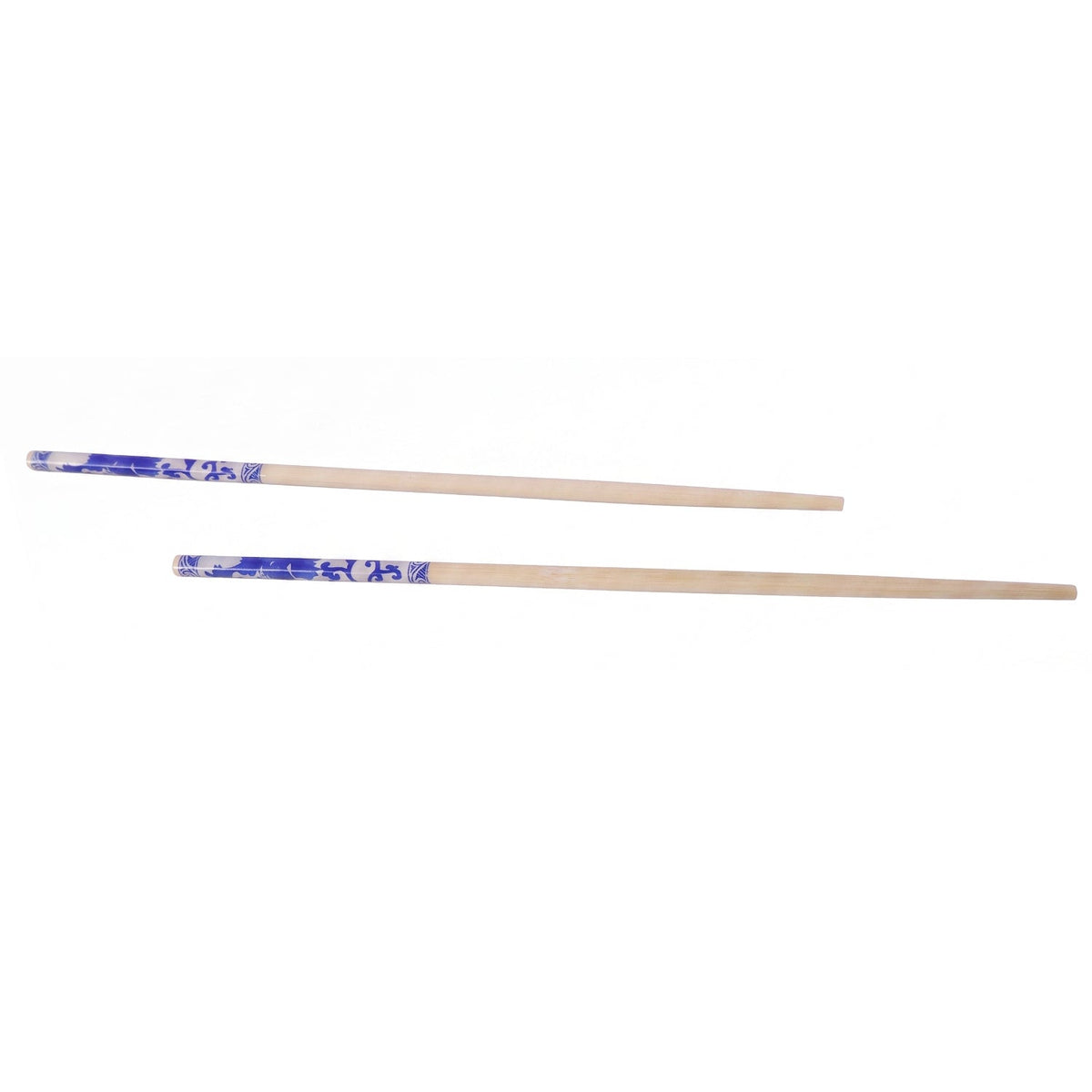 Reusable Bamboo Chopsticks With Blue Chinese Print Design (2 Pc)