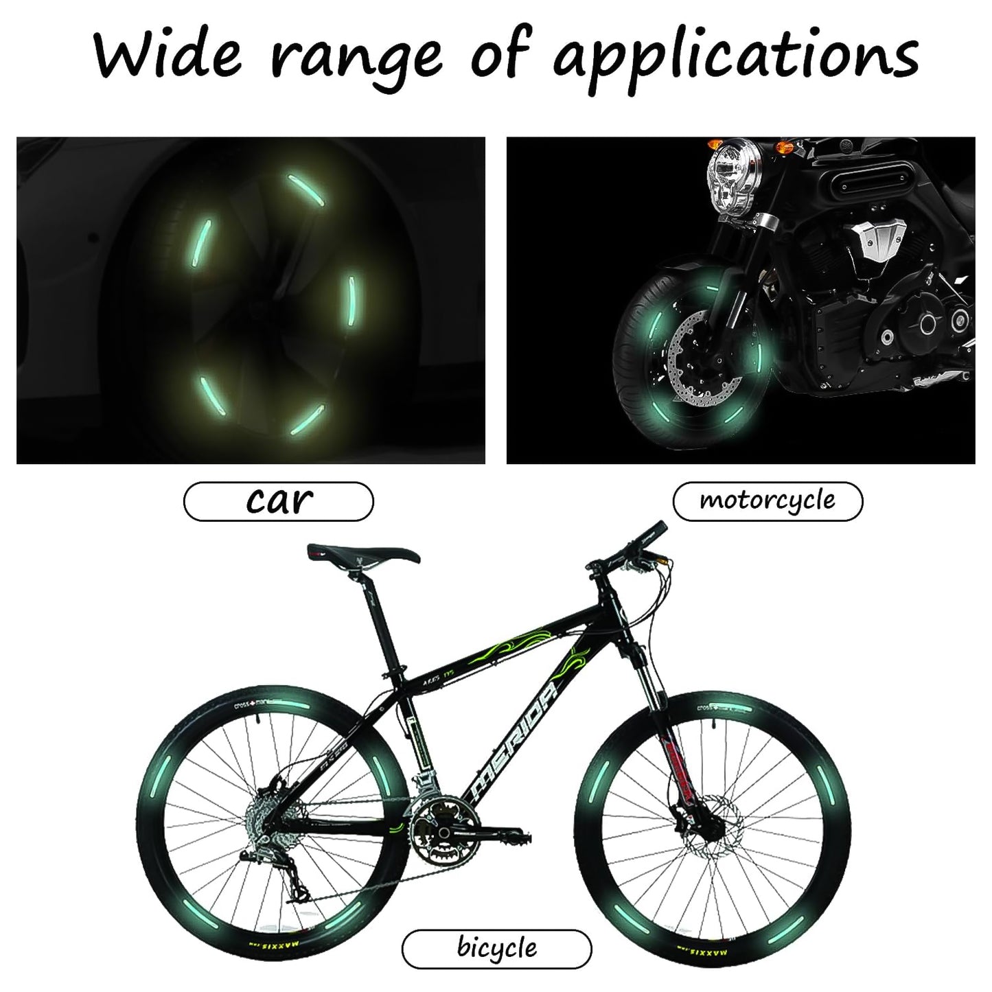 Reflective Car Wheel Stickers  Multicolored 20 Pcs For Night Safety  Velvet Wheels