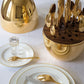 10010 Premium Cutlery Set 24 Pcs With Oval Shaped Stand  Beautiful Stylish Oval Designed Cutlery Sets Egg-shaped Luxury Spoon Holder Set (Golden  24 Pcs Set)