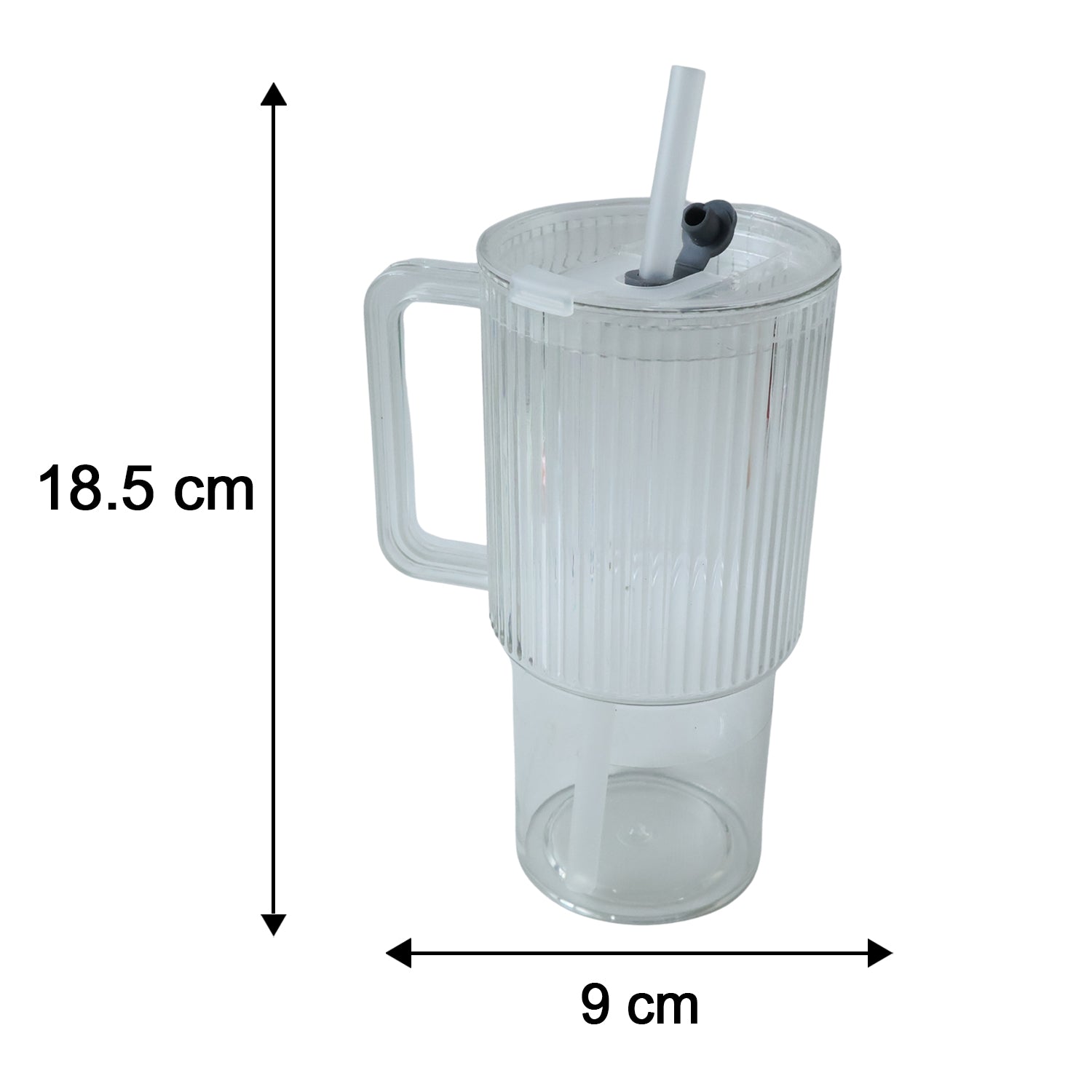 Kids Tumbler 900ml With Handle Lid And Straw Ribbed Water Sipper Cup (1 Pc)