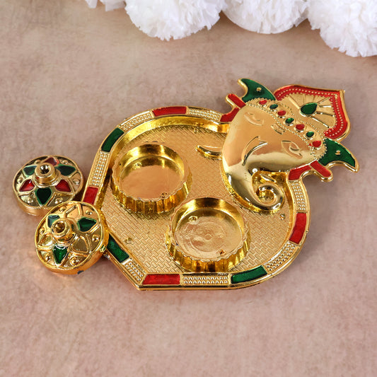 Ganesh Design Decorative Kumkum Box - (1 Pc)