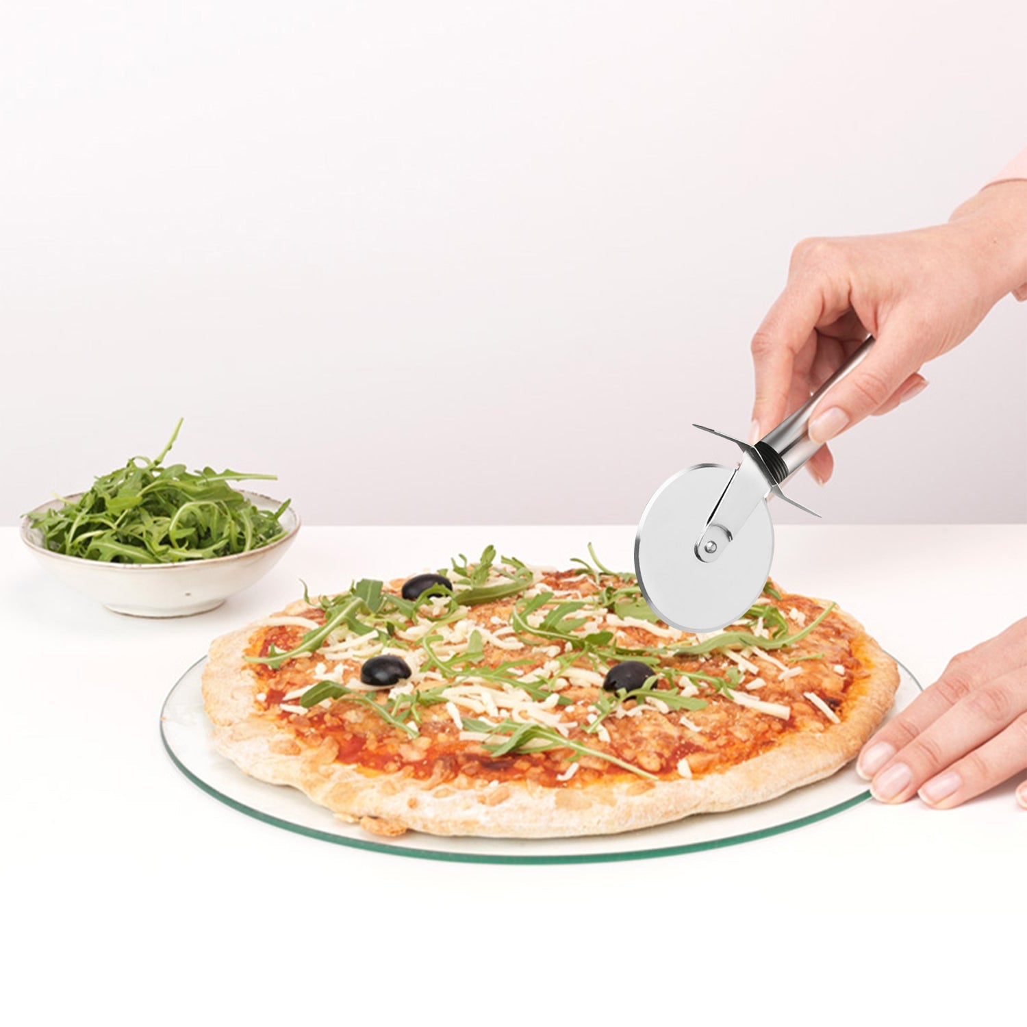 2732 Stainless Steel Pizza Cutter Pastry Cake Slicer Sharp Wheel Type