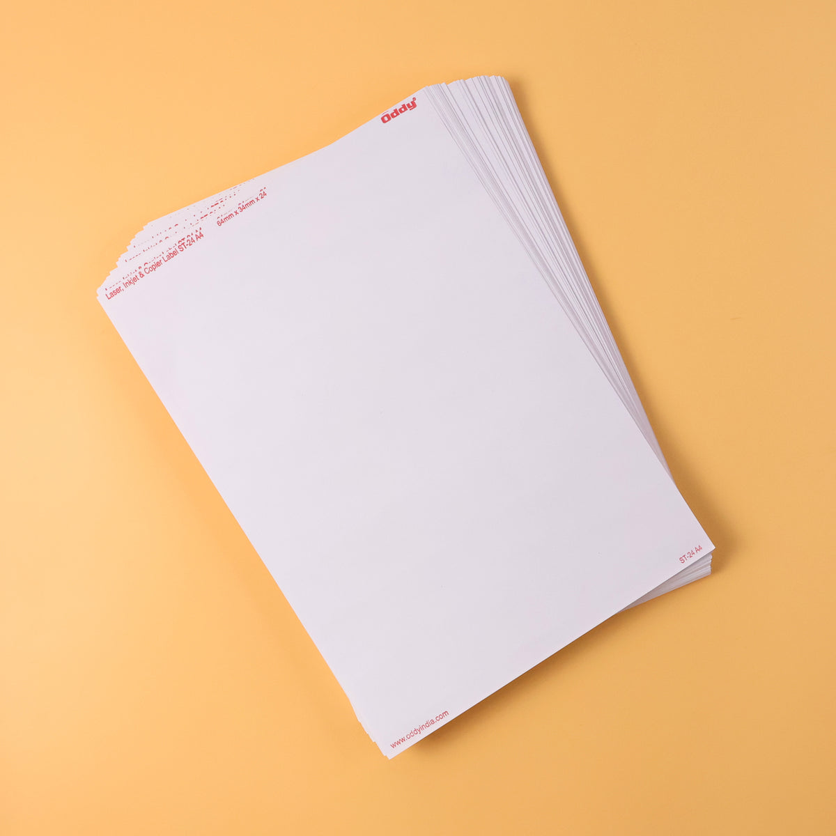 Oddy Self-adhesive Labels  A4 Sheets 24-up Per Sheet (100 Sheets 2400 Labels)